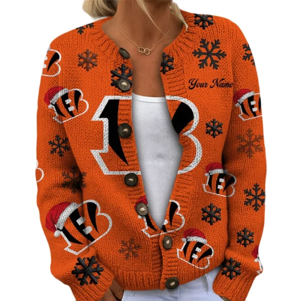 Cincinnati Bengals Women’s Knit Cardigan Sweater New 2026 Limited Customize Name