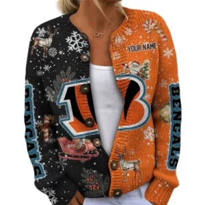 Cincinnati Bengals Women’s Knit Cardigan Sweater New 2026 Customize Name
