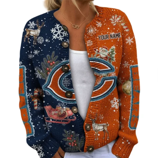 Chicago Bears Women’s Knit Cardigan Sweater New 2026 Customize Name