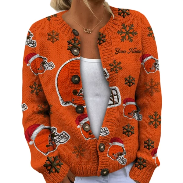 Cleveland Browns Women’s Knit Cardigan Sweater New 2026 Limited Customize Name