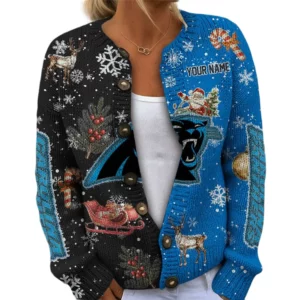 Carolina Panthers Women’s Knit Cardigan Sweater New 2026 Customize Name