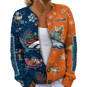 Denver Broncos Women’s Knit Cardigan Sweater New 2026 Customize Name