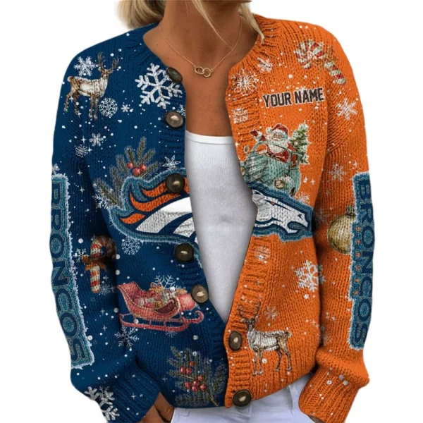 Denver Broncos Women’s Knit Cardigan Sweater New 2026 Customize Name