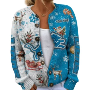 Detroit Lions Women’s Knit Cardigan Sweater New 2026 Customize Name