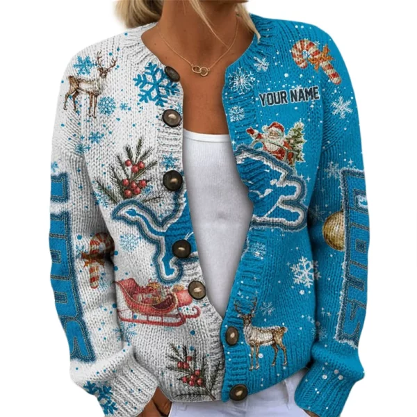 Detroit Lions Women’s Knit Cardigan Sweater New 2026 Customize Name