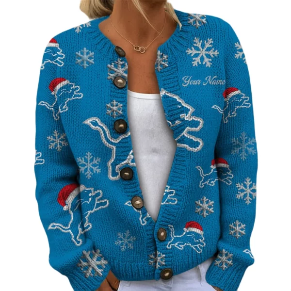 Detroit Lions Women’s Knit Cardigan Sweater New 2026 Limited Customize Name