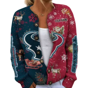 Houston Texans Women’s Knit Cardigan Sweater New 2026 Customize Name
