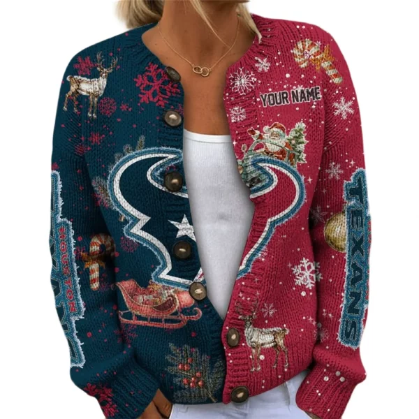 Houston Texans Women’s Knit Cardigan Sweater New 2026 Customize Name