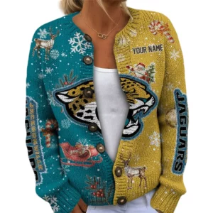 Jacksonville Jaguars Women’s Knit Cardigan Sweater New 2026 Customize Name