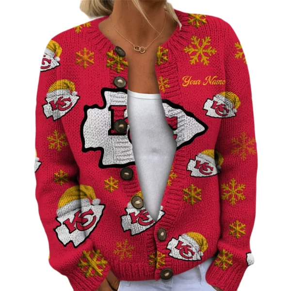 Kansas City Chiefs Women’s Knit Cardigan Sweater New 2026 Limited Customize Name