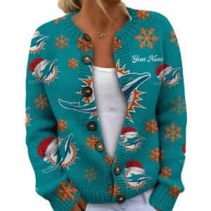 Miami Dolphins Women’s Knit Cardigan Sweater New 2026 Limited Customize Name