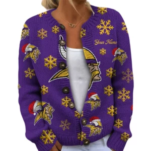 Minnesota Vikings Women’s Knit Cardigan Sweater New 2026 Limited Customize Name