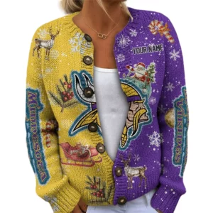Minnesota Vikings Women’s Knit Cardigan Sweater New 2026 Customize Name