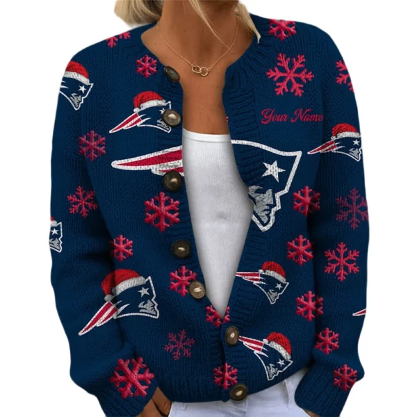 New England Patriots Women’s Knit Cardigan Sweater New 2026 Limited Customize Name