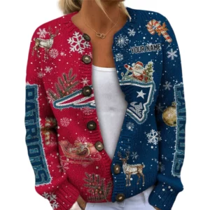 New England Patriots Women’s Knit Cardigan Sweater New 2026 Customize Name