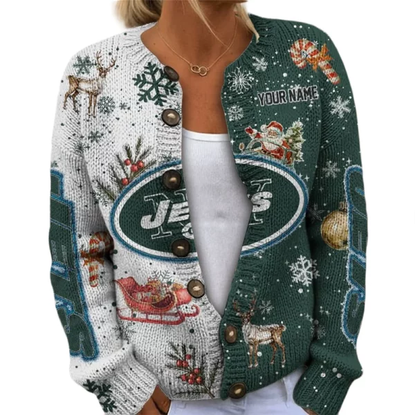 New York Jets Women’s Knit Cardigan Sweater New 2026 Customize Name
