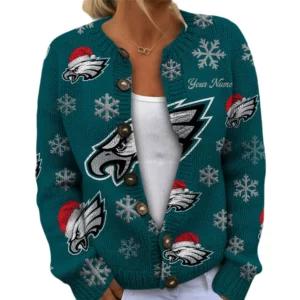 Philadelphia Eagles Women’s Knit Cardigan Sweater New 2026 Limited Customize Name