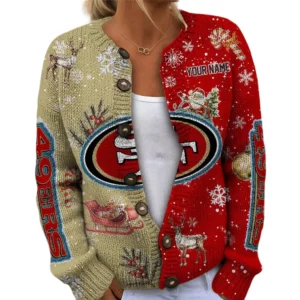 San Francisco 49ers Women’s Knit Cardigan Sweater New 2026 Customize Name