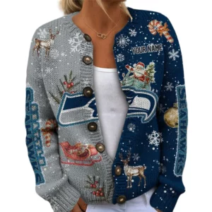 Seattle Seahawks Women’s Knit Cardigan Sweater New 2026 Customize Name