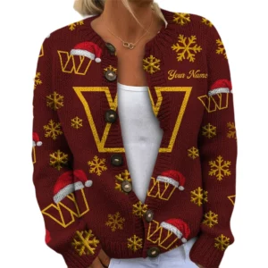 Washington Commanders Women’s Knit Cardigan Sweater New 2026 Limited Customize Name