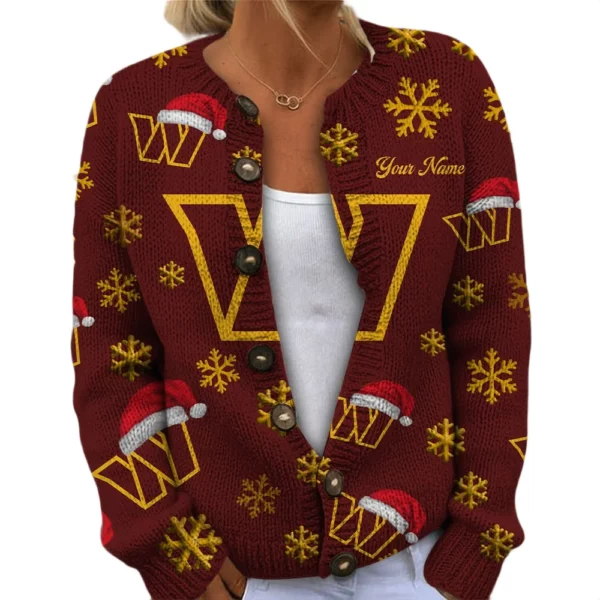 Washington Commanders Women’s Knit Cardigan Sweater New 2026 Limited Customize Name