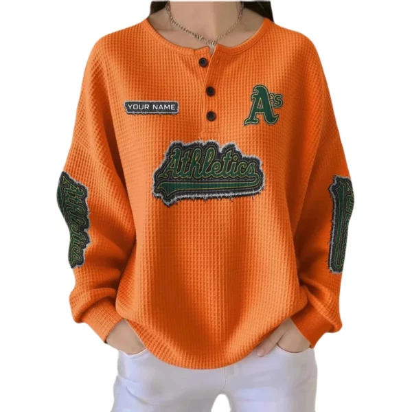 Athletics Women’s Waffle Knit Button-Front Long Sleeve Shirt New 2026 Personalize Name