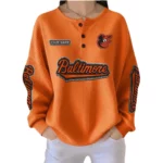 Baltimore Orioles Women’s Waffle Knit Button-Front Long Sleeve Shirt New 2026 Personalize Name