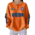 Chicago Cubs Women’s Waffle Knit Button-Front Long Sleeve Shirt New 2026 Personalize Name