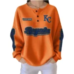 Kansas City Royals Women’s Waffle Knit Button-Front Long Sleeve Shirt New 2026 Personalize Name