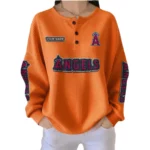 Los Angeles Angels Women’s Waffle Knit Button-Front Long Sleeve Shirt New 2026 Personalize Name