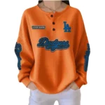 Los Angeles Dodgers Women’s Waffle Knit Button-Front Long Sleeve Shirt New 2026 Personalize Name