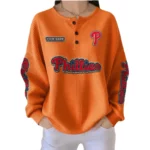Philadelphia Phillies Women’s Waffle Knit Button-Front Long Sleeve Shirt New 2026 Personalize Name