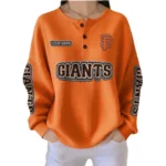 San Francisco Giants Women’s Waffle Knit Button-Front Long Sleeve Shirt New 2026 Personalize Name