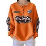 Washington Nationals Women’s Waffle Knit Button-Front Long Sleeve Shirt New 2026 Personalize Name