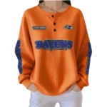Baltimore Ravens Women’s Waffle Knit Button-Front Long Sleeve Shirt New 2026 Personalize Name