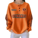 Cincinnati Bengals Women’s Waffle Knit Button-Front Long Sleeve Shirt New 2026 Personalize Name