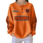 Chicago Bears Women’s Waffle Knit Button-Front Long Sleeve Shirt New 2026 Personalize Name