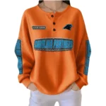 Carolina Panthers Women’s Waffle Knit Button-Front Long Sleeve Shirt New 2026 Personalize Name