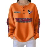 Houston Texans Women’s Waffle Knit Button-Front Long Sleeve Shirt New 2026 Personalize Name