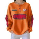 Kansas City Chiefs Women’s Waffle Knit Button-Front Long Sleeve Shirt New 2026 Personalize Name