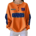 New York Giants Women’s Waffle Knit Button-Front Long Sleeve Shirt New 2026 Personalize Name