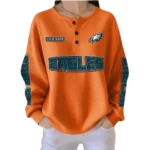 Philadelphia Eagles Women’s Waffle Knit Button-Front Long Sleeve Shirt New 2026 Personalize Name
