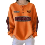 Washington Commanders Women’s Waffle Knit Button-Front Long Sleeve Shirt New 2026 Personalize Name