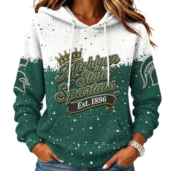 Michigan State Spartans Women's Waffle Pullover Hoodie Limited