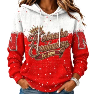 Nebraska Cornhuskers Women's Waffle Pullover Hoodie Limited