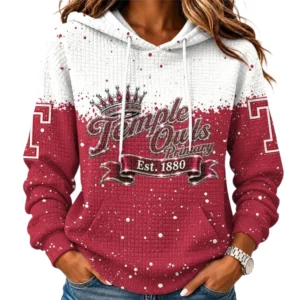 Temple Owls Women's Waffle Pullover Hoodie Limited