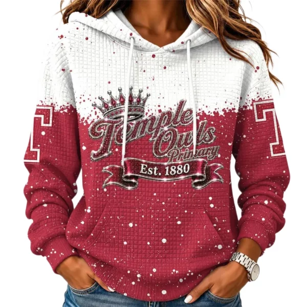 Temple Owls Women's Waffle Pullover Hoodie Limited