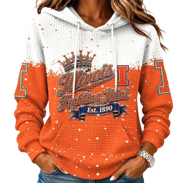 Illinois Fighting Illini Women's Waffle Pullover Hoodie Limited