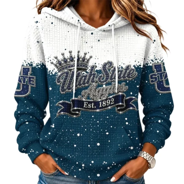 Utah State Aggies Women's Waffle Pullover Hoodie Limited