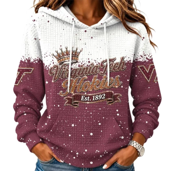 Virginia Tech Hokies Women's Waffle Pullover Hoodie Limited